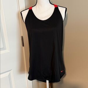 Nike Women's Black Tank Top with Orange Accents